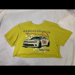 Cropped yellow car tee shirt